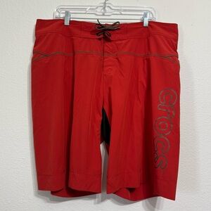 Crocs Red Board Shorts‎ Mens XL Back Pocket Swim Drawstring Lined Swimsuit